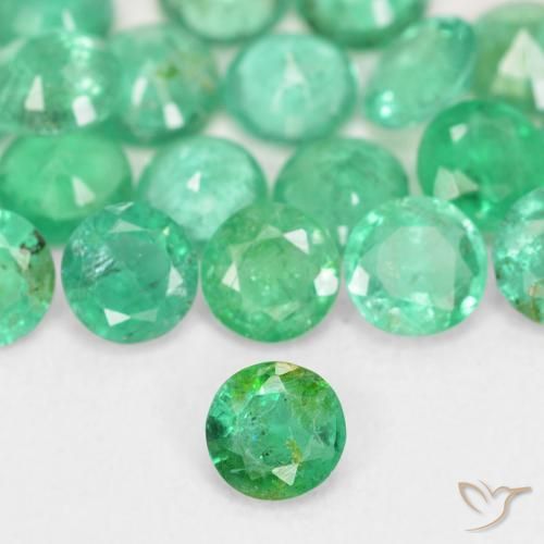 Smeraldo naturale verde da 0,13 ct, taglio rotondo, SI