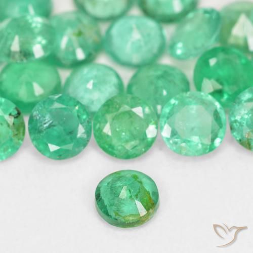 Smeraldo naturale verde da 0,13 ct, taglio rotondo, SI