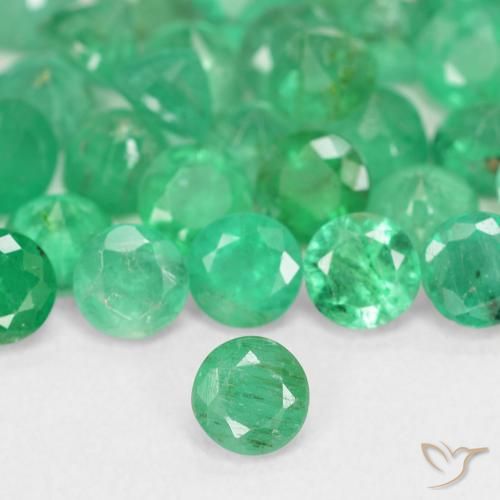Smeraldo naturale verde da 0,18 ct, taglio rotondo, SI