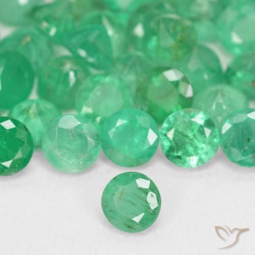 Smeraldo naturale verde da 0,18 ct, taglio rotondo, SI