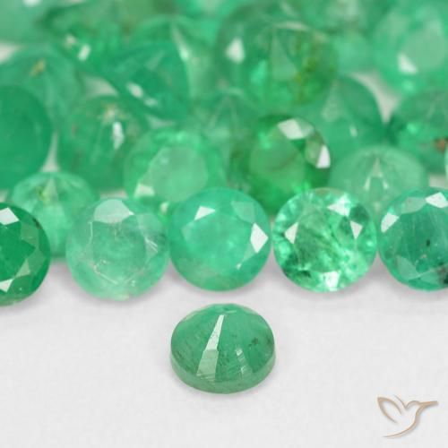 Smeraldo naturale verde da 0,18 ct, taglio rotondo, SI