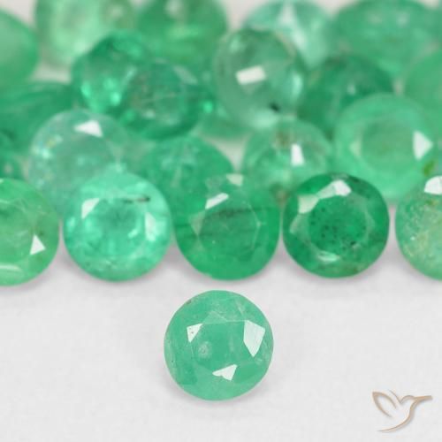 Smeraldo naturale verde da 0,15 ct, taglio rotondo, SI