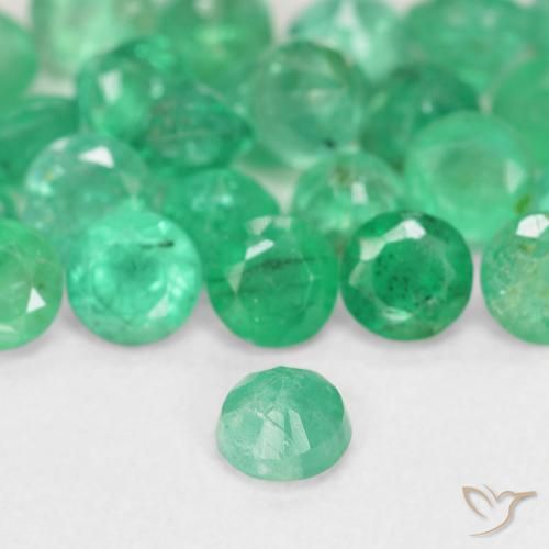 Smeraldo naturale verde da 0,15 ct, taglio rotondo, SI