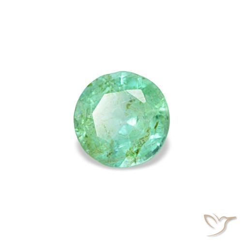 Smeraldo naturale verde da 0,18 ct, taglio rotondo, VS-SI