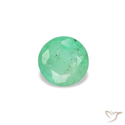 Smeraldo naturale verde da 0,17 ct, taglio rotondo, VS-SI