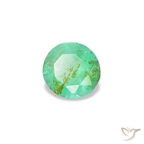 Smeraldo naturale verde da 0,17 ct, taglio rotondo, VS-SI