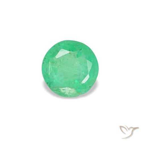 Smeraldo naturale verde da 0,19 ct, taglio rotondo, VS-SI