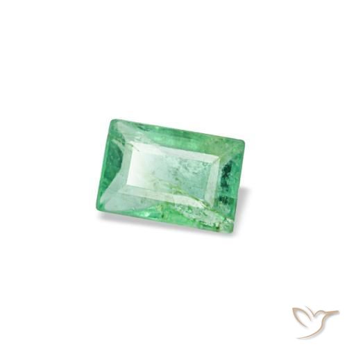 Smeraldo naturale verde da 0,13 ct, baguette, SI