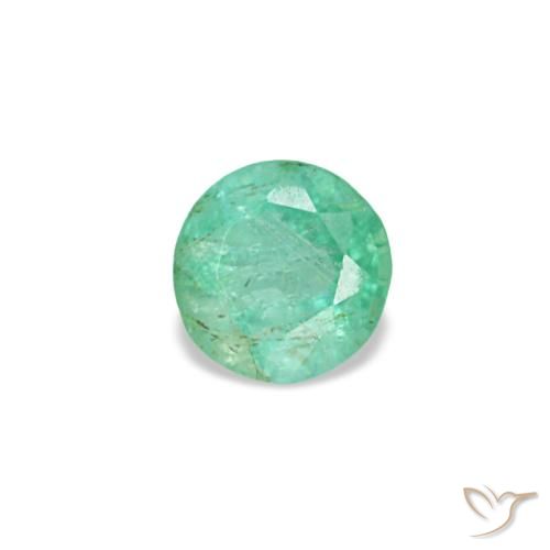Smeraldo naturale verde da 0,19 ct, taglio rotondo, VS-SI