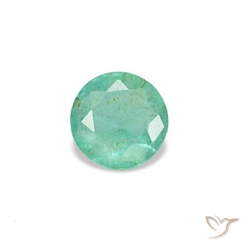 Smeraldo naturale verde da 0,16 ct, taglio rotondo, VS-SI