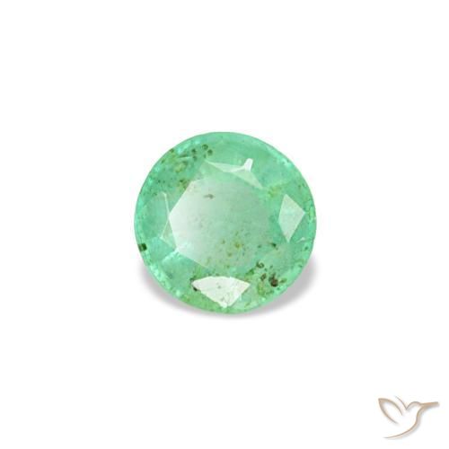 Smeraldo naturale verde da 0,19 ct, taglio rotondo, VS-SI