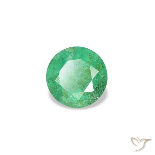 Smeraldo naturale verde da 0,16 ct, taglio rotondo, VS-SI