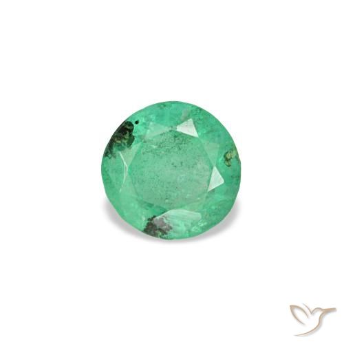 Smeraldo naturale verde da 0,18 ct, taglio rotondo, VS-SI
