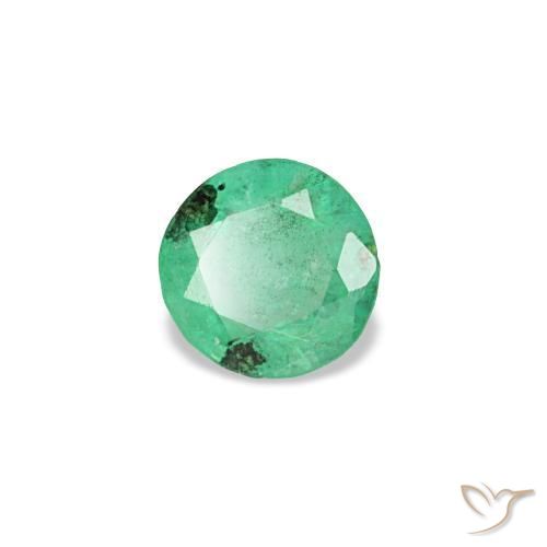 Smeraldo naturale verde da 0,18 ct, taglio rotondo, VS-SI