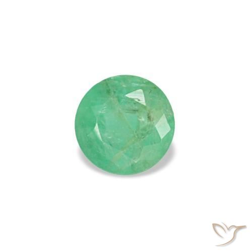 Smeraldo naturale verde da 0,17 ct, taglio rotondo, VS-SI