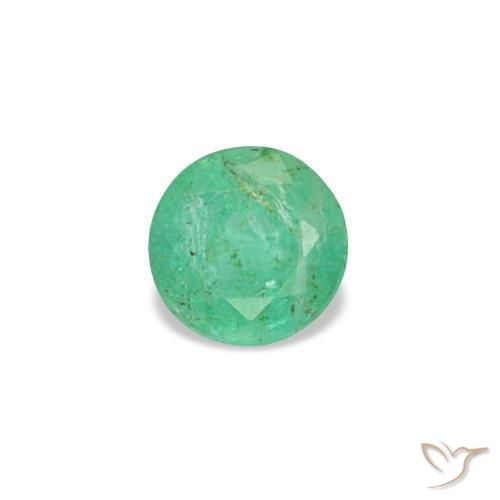 Smeraldo naturale verde da 0,17 ct, taglio rotondo, VS-SI