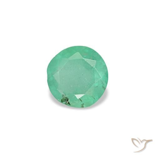 Smeraldo naturale verde da 0,17 ct, taglio rotondo, VS-SI