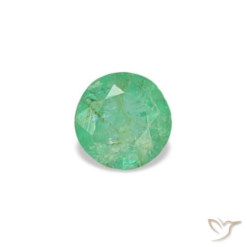 Smeraldo naturale verde da 0,17 ct, taglio rotondo, VS