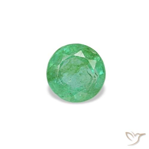 Smeraldo naturale verde da 0,17 ct, taglio rotondo, VS-SI