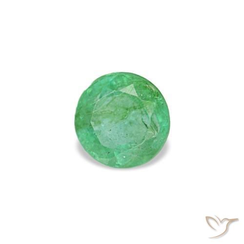 Smeraldo naturale verde da 0,17 ct, taglio rotondo, VS-SI