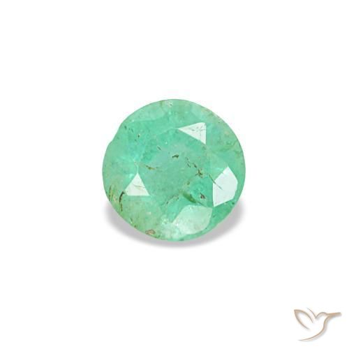 Smeraldo naturale verde da 0,17 ct, taglio rotondo, VS-SI