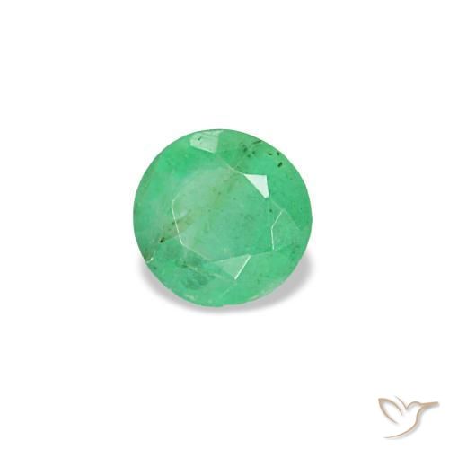 Smeraldo naturale verde da 0,19 ct, taglio rotondo, VS-SI