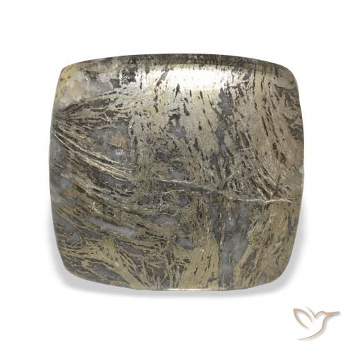 36.40ct Naturale Bronzo Nerastro Feather Pyrite, Cuscino, Opaco