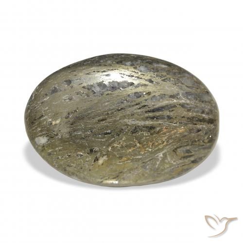 34.01ct Naturale Multicolore Feather Pyrite, Ovale, Opaco