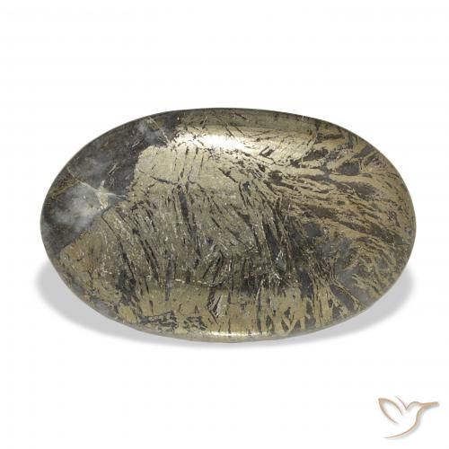 32.74ct Naturale Multicolore Feather Pyrite, Ovale, Opaco