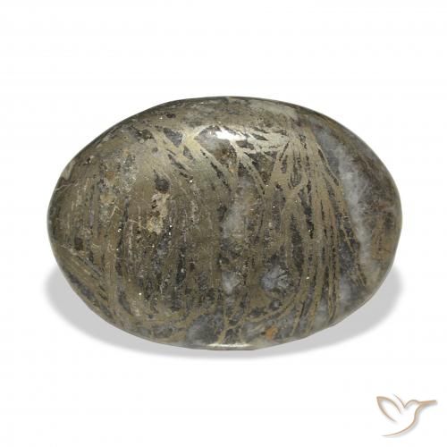 37.90ct Naturale Bronzo Nerastro Feather Pyrite, Ovale, Opaco