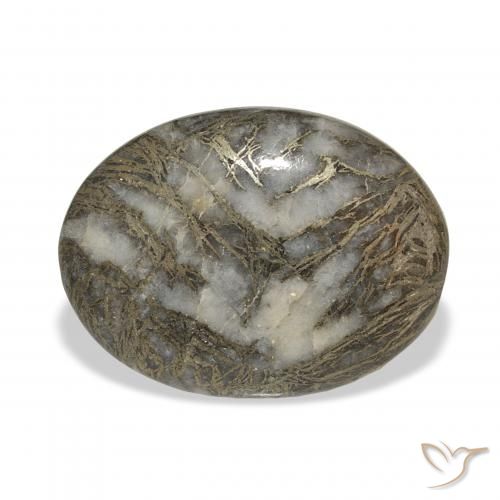 23.93ct Naturale Nero con Bronzo Feather Pyrite, Ovale, Opaco