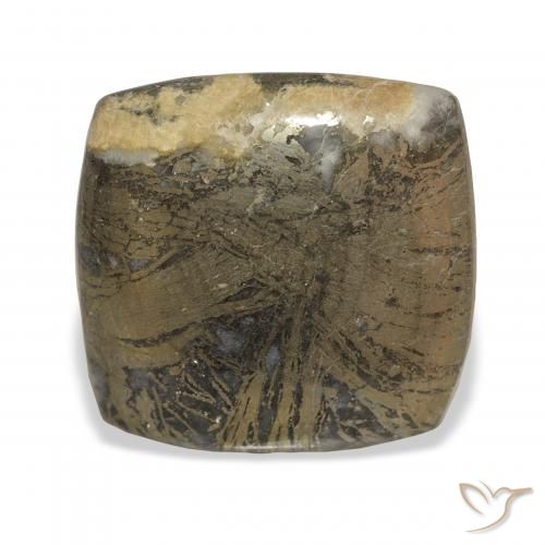 36.45ct Naturale Bronzo Nerastro Feather Pyrite, Cuscino, Opaco