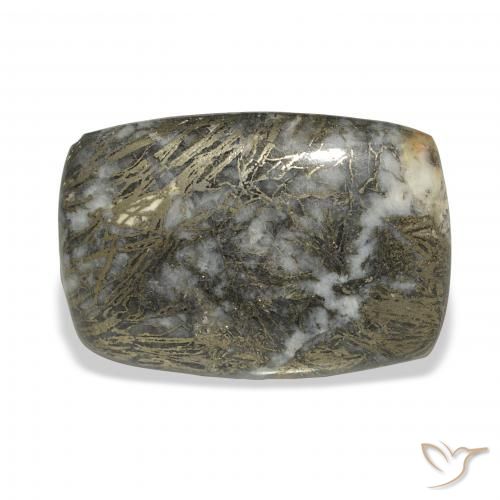 32.71ct Naturale Nero con Bronzo Feather Pyrite, Cuscino, Opaco