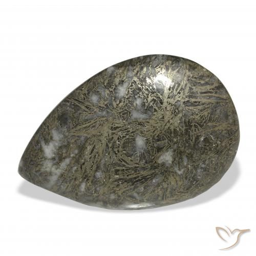 38.41ct Naturale Bronzo Nerastro Feather Pyrite, Forma a pera, Opaco