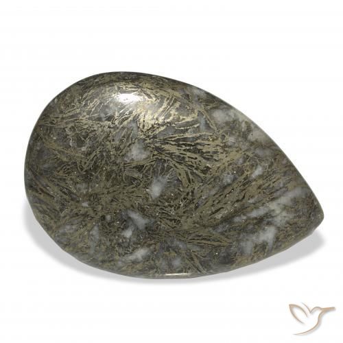 Feather Pyrite Bronzo Nerastro naturale da 38.41 ct, Forma a pera, Opaco