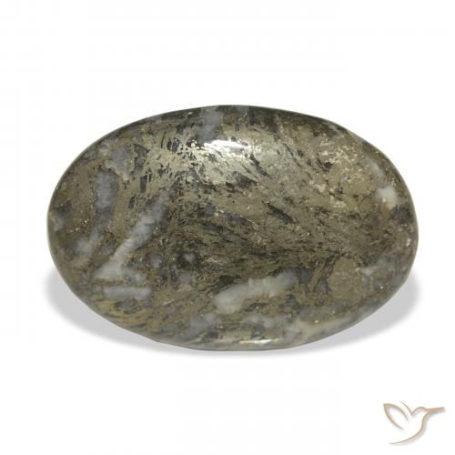 32.77ct Naturale Nero con Bronzo Feather Pyrite, Ovale, Opaco