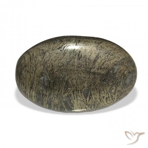 36.99ct Naturale Bronzo Nerastro Feather Pyrite, Ovale, Opaco