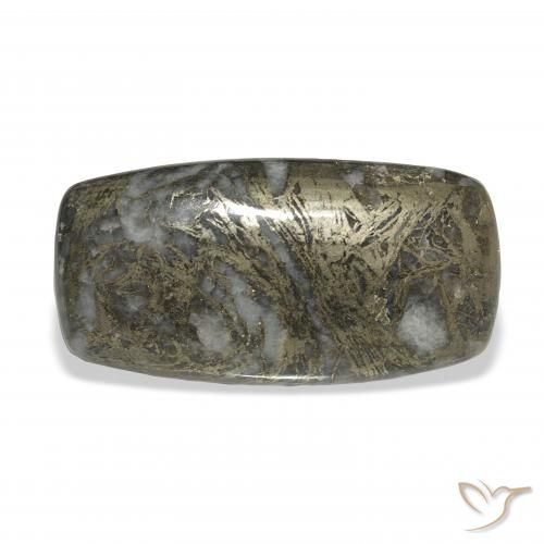 35.65ct Naturale Nero con Bronzo Feather Pyrite, Cuscino, Opaco