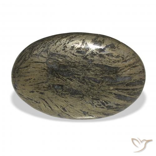 36.00ct Naturale Nero con Bronzo Feather Pyrite, Ovale, Opaco