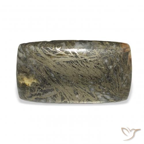 35.56ct Naturale Nero con Bronzo Feather Pyrite, Cuscino, Opaco