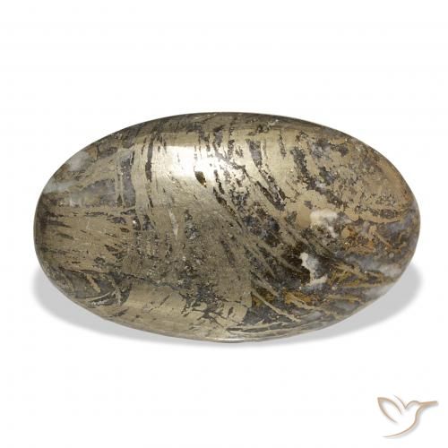37.38ct Naturale Multicolore Feather Pyrite, Ovale, Opaco
