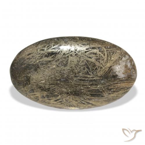 33.42ct Naturale Multicolore Feather Pyrite, Ovale, Opaco