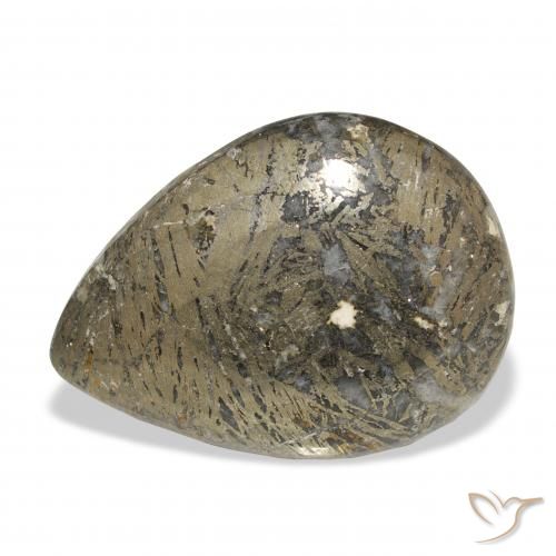 30.77ct Naturale Multicolore Feather Pyrite, Forma a pera, Opaco