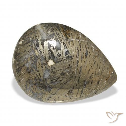 Feather Pyrite Multicolore naturale da 30.77 ct, Forma a pera, Opaco