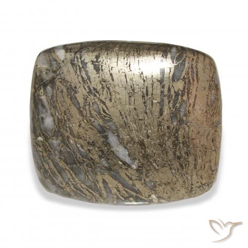 32.54ct Naturale Multicolore Feather Pyrite, Cuscino, Opaco