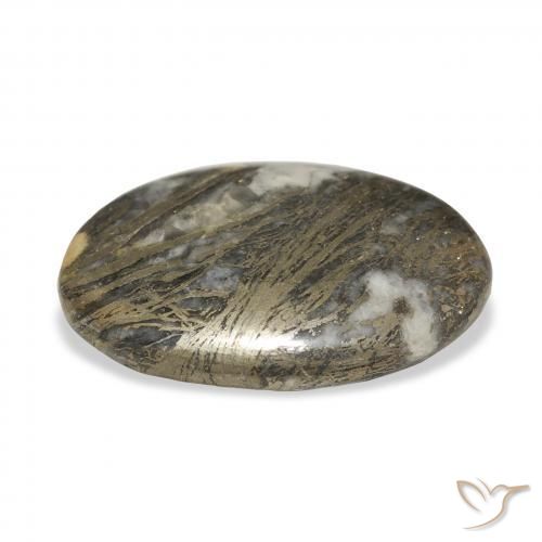 Feather Pyrite Multicolore naturale da 26.51 ct, Ovale, Opaco