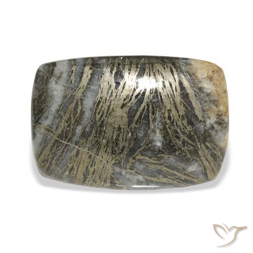 25.34ct Naturale Multicolore Feather Pyrite, Cuscino, Opaco