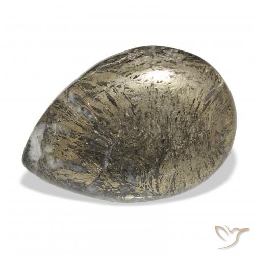 30.92ct Naturale Multicolore Feather Pyrite, Forma a pera, Opaco
