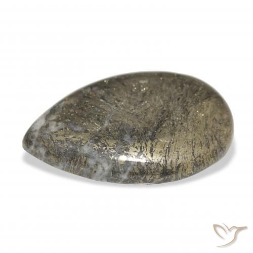Feather Pyrite Multicolore naturale da 30.92 ct, Forma a pera, Opaco
