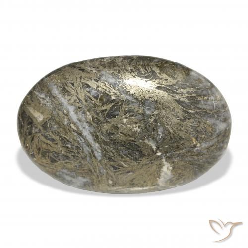34.99ct Naturale Multicolore Feather Pyrite, Ovale, Opaco